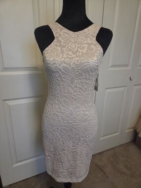 BCX Macy's Social DRESS HOCO Lace Shimmer GOLD CHAMPAGNE size SMALL New W Tags